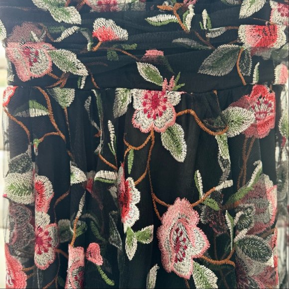 Aqua Luxe Floral Mini Dress Knit Crochet w/ Deep V - Size Small - Picture 3 of 5